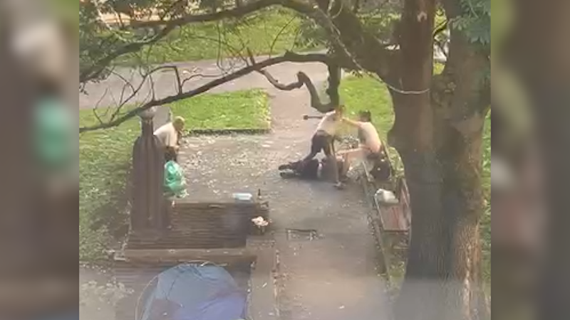 Záběry brutálního útoku v Jablonci: Ležící ženu kopou muži do obličeje a dupou jí po hlavě