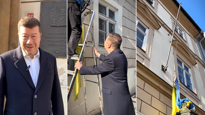 Okamura sundal ukrajinskou vlajku ze Sněmovny. Hanebné, reagovala Pekarová